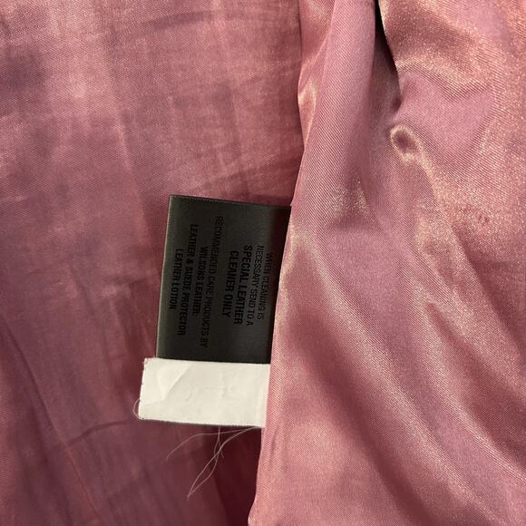 Vintage Wilson Leather Maxima Pink Lining Black Button Up Coat Jacket Women’s L - Picture 4 of 9